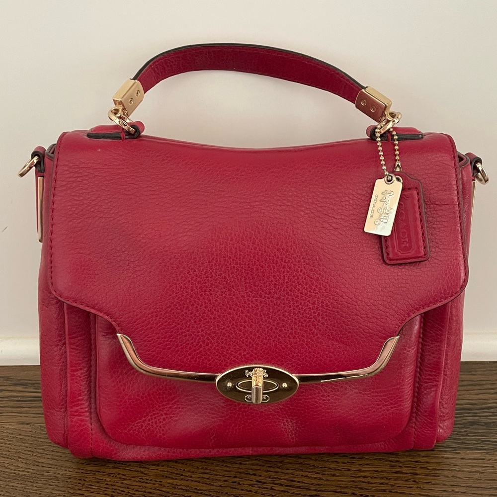 Coach red leather handbag